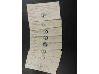 Sweden. Postal document. Blankett n:r 139, a. (Oktober 1893.), fourteen receipts for …