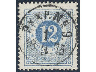 Sweden. Facit 21m used , 12 öre blue. EXCELLENT cancellation PKXP Nr 9 1.3.1875. One …