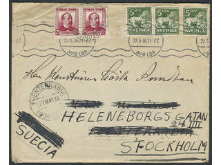Sweden. Facit 143C cover , 3x5 öre on insifficiantly prepaid cover sent from STOCKHOLM …
