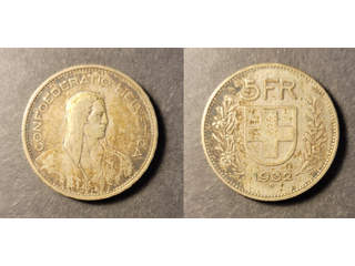 Switzerland 5 francs 1932, VF