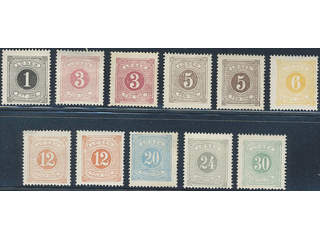 Sweden. Postage due Facit L1–8 ★ , Postage dues 1-30 öre short SET (11) incl. shades. …