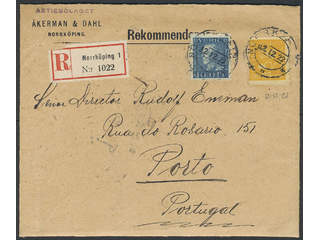 Sweden. Facit 156, 188 cover , 35+40 öre on registered cover front sent from NORRKÖPING …