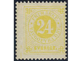 Sweden. Facit 34i ★★, 24 öre lemon-yellow on soft paper.