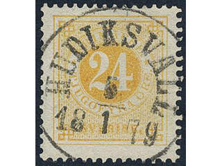 Sweden, Sverige, Sverige, Sverige. Facit 34b used, 24 öre yellow-orange. EXCELLENT …