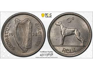 Irland 6 pence 1928, AU/UNC PCGS AU58