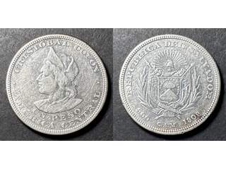 Ecuador 1 peso 1909, XF rengjord