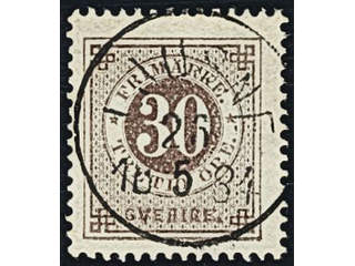 Sweden. Facit 35i used , 30 öre brown on calendered paper. EXCELLENT cancellation LJUSNE …