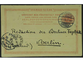 Sweden. Postal stationery, double postcard Facit bKd13 , Reply-paid postcard 10+10 öre …