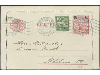 Sweden. Postal stationery, Letter card, Facit kB21, 144A, Letter card 10/12 öre with …