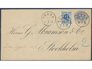 Sweden. Postal stationery, stamped envelope Facit Fk2, 32d , Stamped envelope 12 öre …