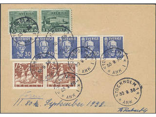 Sweden. Facit 233a, 262A, 268 on cover, 1931 The Royal Palace 5 Kr green toned paper, …