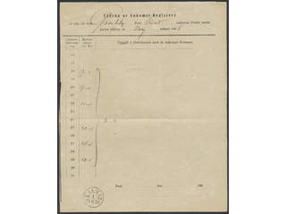 Sweden. Postal form. Unnumbered form, excerpts from the arrival-register concerning …