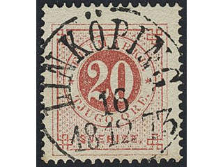 Sweden. Facit 22c used , 20 öre red-light red. EXCELLENT cancellation LINKÖPING …