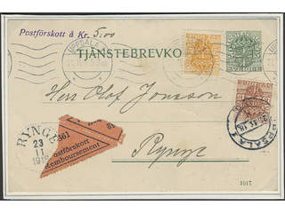 Sweden. Postal stationery, official postcard Facit TjbK7, 41, 49 , Postcard 5 öre …