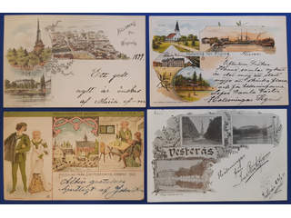 Sweden. Picture postcards, lot GRUSS AUS. U-COUNTY. Arboga, Köping and Västerås. Four …