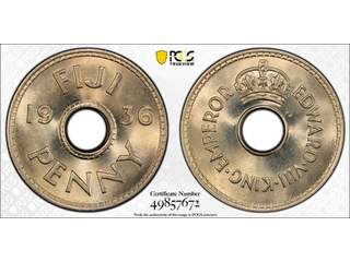 Fiji Edward VIII (1936) 1 penny 1936, UNC, PCGS MS66