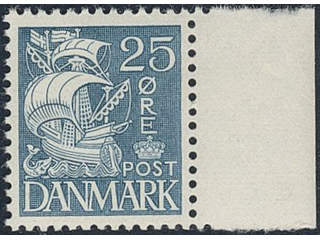 Denmark. Facit 231 ★★, 1933 Ship 25 øre blue, quadrillé background. SEK 1500