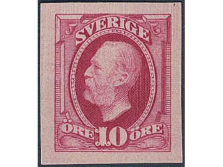 Sweden. Facit 54 P (★), 1891 Oscar II 10 öre red. Imperforate proof.