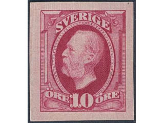 Sweden. Facit 54 P (★), 1891 Oscar II 10 öre red. Imperforate proof.
