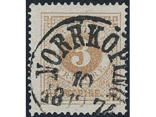 Sweden, Sverige, Sverige, Sverige. Facit 17f used, 3 öre yellowish orange-brown. Superb …