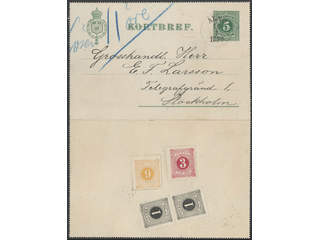 Sweden. Postal stationery, Letter card, Facit kB1, L11, 12, 14, Letter card 5 öre sent …