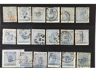 Sweden. Facit 2 used , 4 skill blue, eighteen used copies. Shades, varieties, …
