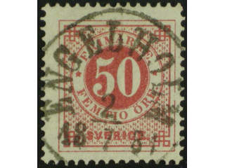 Sweden. Facit 36c used , 50 öre violetish carmine. EXCELLENT cancellation ENGELHOLM …