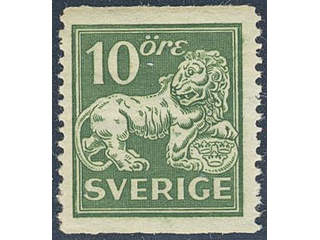 Sweden. Facit 144Ecxz ★★ , 10 öre green, type I, perf 13 with watermark lines + KPV. Gum …