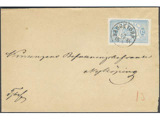 Sweden. Official Facit Tj5 , 12 öre blue, perf 14 on very beautiful cover sent form …