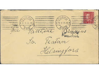 Sweden. Facit 177A. FINLAND. Finnish cancellations TURKU ÅBO 10.11.34 and LAIVAKIRJE …