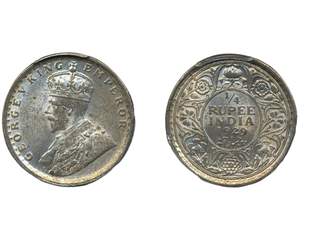 Coins, India. George V (1910-1936), KM 524, ¼ rupee 1929 C. Graded by PCGS as MS64. …
