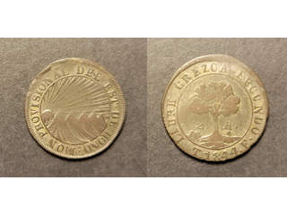 Honduras 2 reales 1844 TF, VF Ex. Richard Stuart