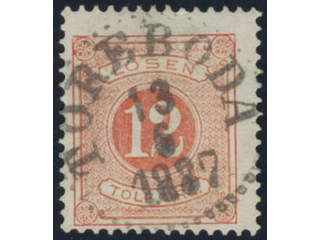 Sweden, Sverige, Sverige, Sverige. Postage due Facit L15b used, 12 öre orange-red, perf …