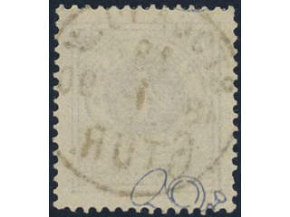 Sweden. Facit 42v6 used, 4 öre grey, parts of two posthorns variety. Superb cancellation …