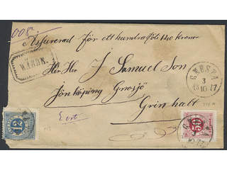 Sweden. Facit 26g, 32h cover , 12+50 öre, mixed franking, on insured cover sent from …