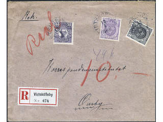 Sweden. Facit 89, 71, 74 cover , 1+4+35 öre on registered cover sent from VIDTSKÖFLEBY …