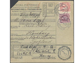 Sweden. Facit 53, 82 cover , 8+10 öre, mixed franking, on beautiful money order sent …