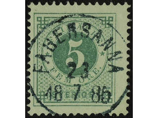 Sweden. Facit 30i used , 5 öre bluish dark-green on calendered paper. EXCELLENT …