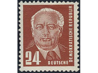 Germany, GDR (DDR). Michel 252b ★★, 1950 President Pieck 24 pf brown-orange. Signed. …