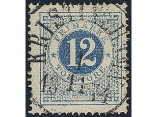 Sweden. Facit 21 used , 12 öre blue. EXCELLENT cancellation KRISTINEHOLM 1.11.1874. …