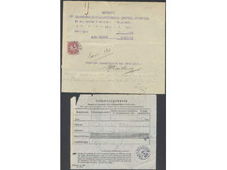 Sweden. Facit 82 on cover, 10 öre on list of content with correspondning reciept. Both …