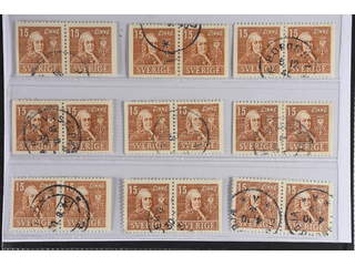 Sweden. Facit 321BB/BC/CB used , 1939 Royal Academy of Sciences 15 öre brown, pair 3+4 …