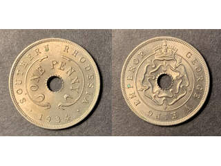 Sydrhodesia George V (1910-1936) 1 penny 1934, UNC, ärgfläck