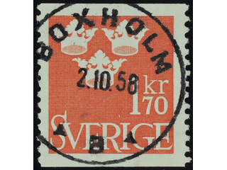Sweden. Facit 304 used , 1951 Three Crowns 1.70 Kr red. EXCELLENT cancellation BOXHOLM …