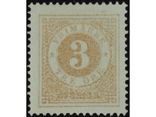 Sweden. Facit 17f ★ , 3 öre yellowish orange-brown. One slightly short perf.