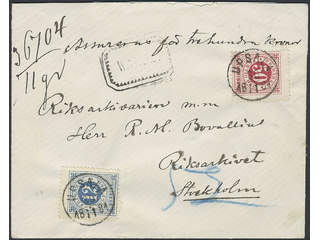 Sweden. Facit 36c, 32b cover, 12+50 öre on beautiful insured cover sent from UPSALA …