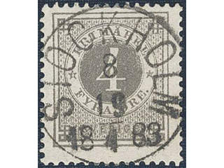 Sweden. Facit 29c1 used , 4 öre dark grey on white paper. EXCELLENT cancellation …