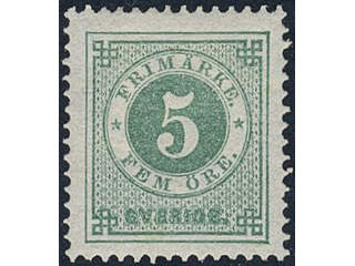 Sweden. Facit 30b ★, 5 öre dull bluish green. Superb.