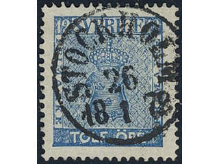 Sweden. Facit 9d3 used, 12 öre light blue, perforation of 1865. Superb cancellation …