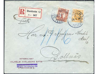 Sweden. Facit 72, 86 cover , 2+25 öre on beautiful registered cover sent from STOCKHOLM …